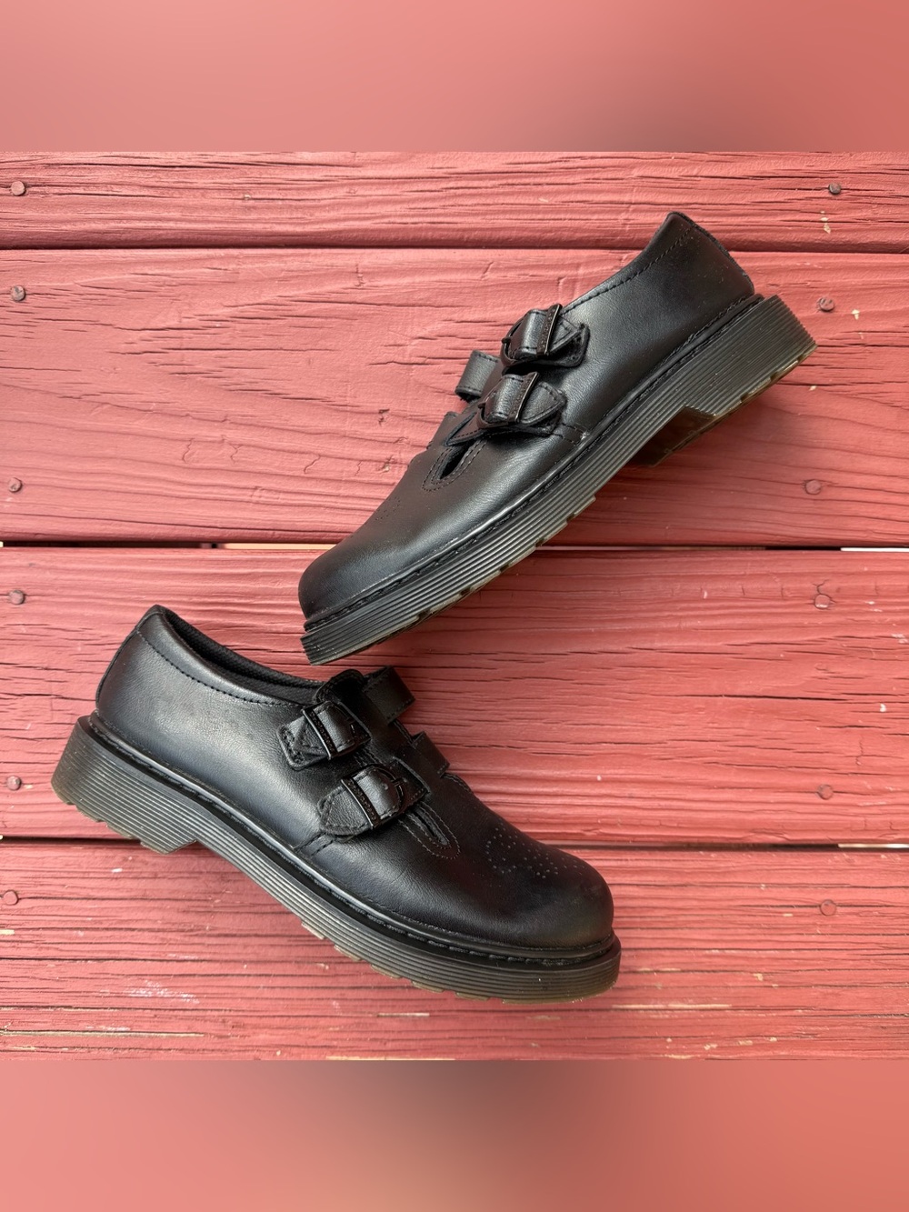 Dr. Martens Black Double-Buckle Mary Jane Dress Shoes